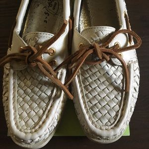 Sperry Top-Sider Woven White Leather with Gold